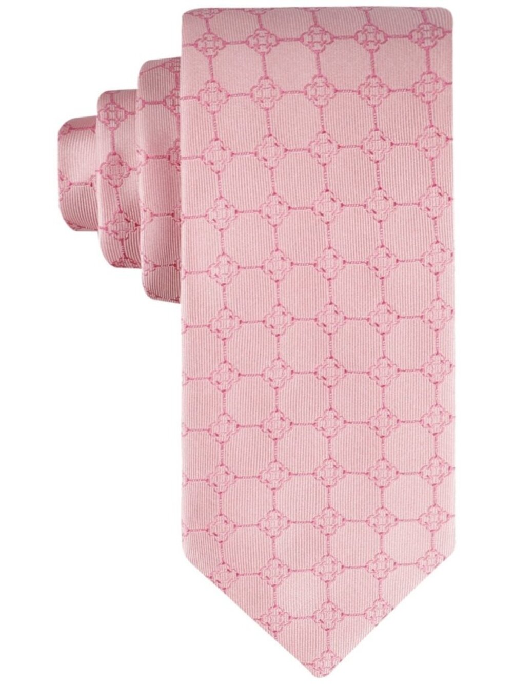 Tommy Hilfiger Mens Regular Fit Tie Necktie One Size Pink Derby Grid